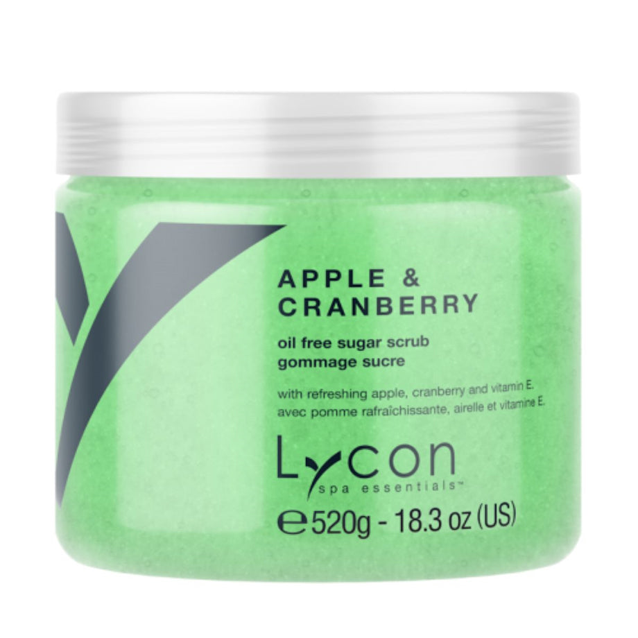 Apple & Cranberry Sugar Scrub Lycon verrijkt met vitamine E, fruitextracten en botanische werkstoffen