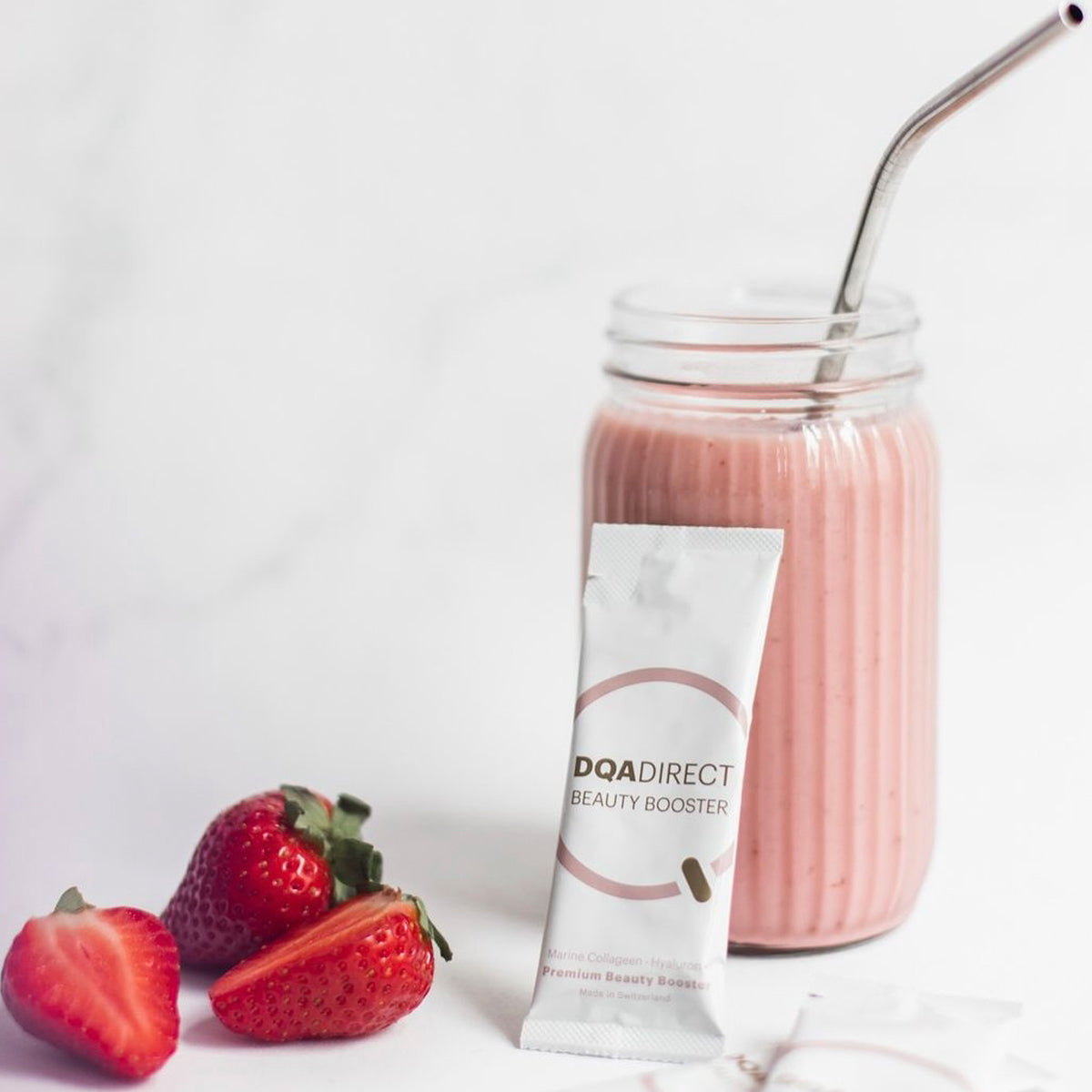 Hoogwaardig beautysupplement met viscollageen, antioxidanten en vitaminen voor huid, haar, nagels en botten.