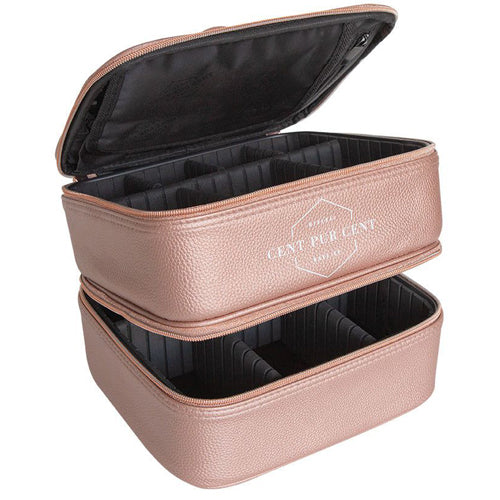 Cent Pur Cent Luxe Beautycase – stijlvolle roségouden reistas voor cosmetica en penselen