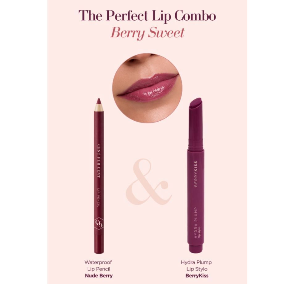 Cent Pur Cent Perfect Lip Combo Berry Crush met Nude Berry Lip Pencil en BerryKiss Lip Stylo