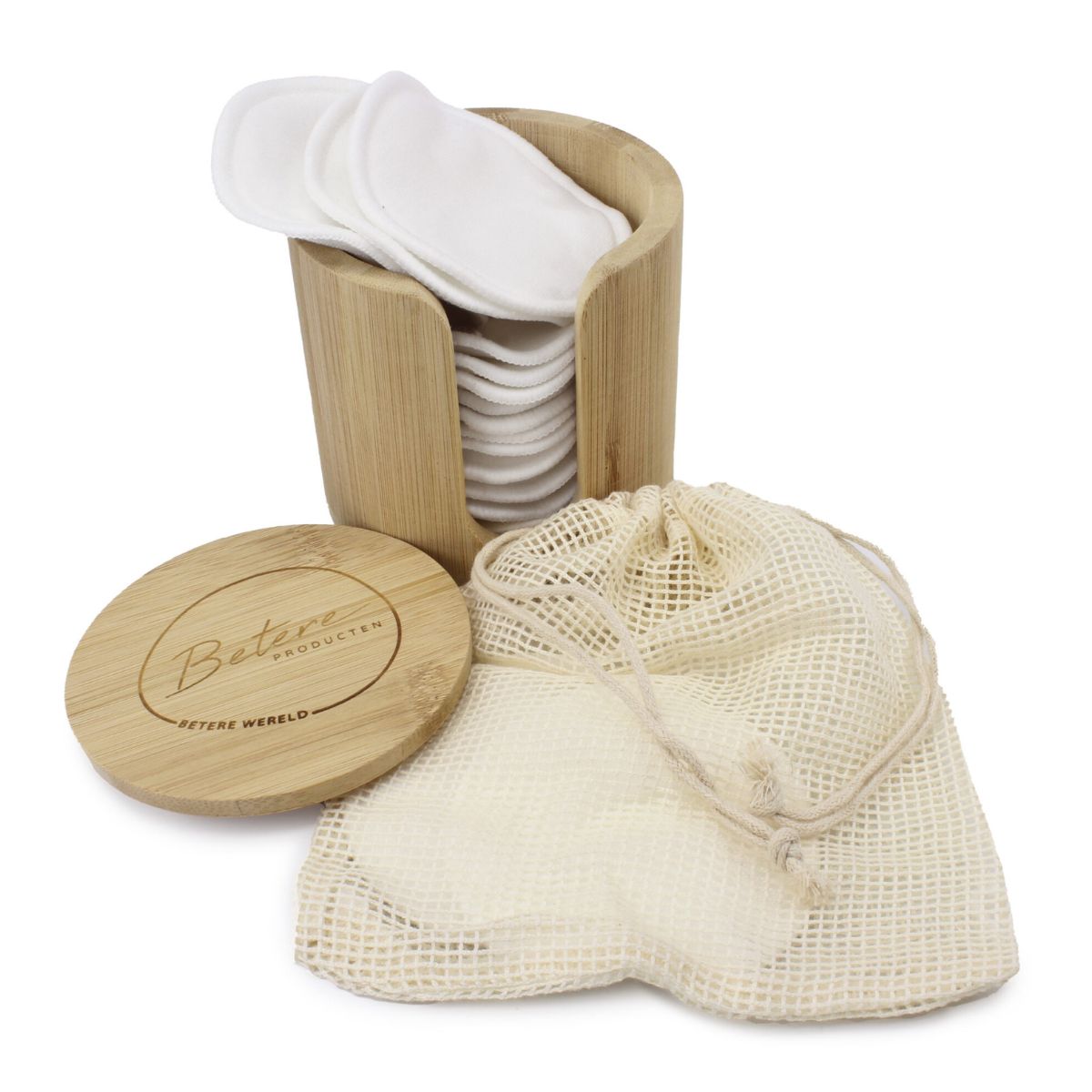 bamboe bewaardoosje met herbruikbare wattenschijfjes