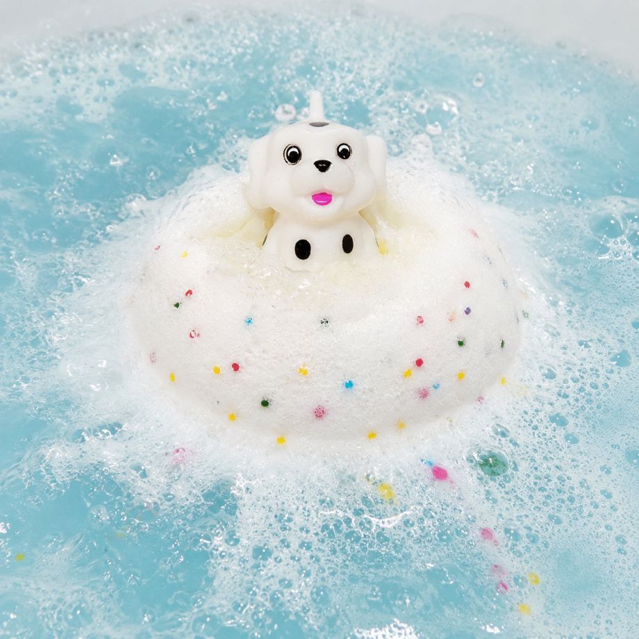 Spot On Bath Blaster bruisend in bad met kokos, mirre en klein hondje