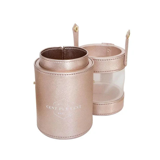 Roségouden brush houder van Cent Pur Cent – cilindervormige opbergcase voor penselen en kwasten