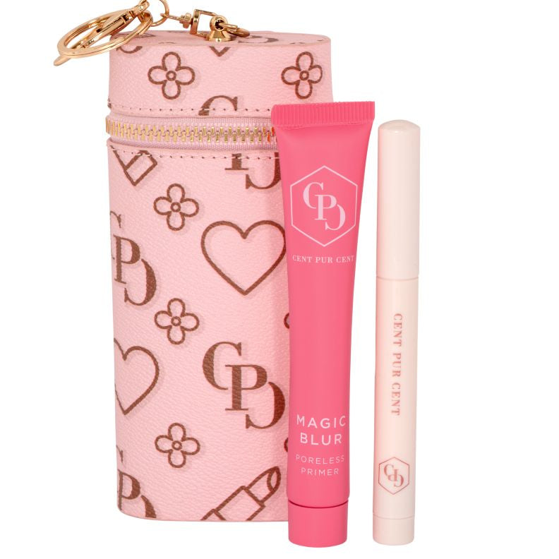 Cent Pur Cent Blurring Perfection Kit met Magic Blur Primer, Eyeconic Primer en roze etui.