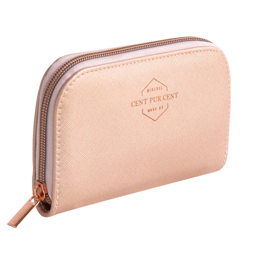 Cent Pur Cent roségouden clutch met mini make-upkwasten – ideaal voor onderweg