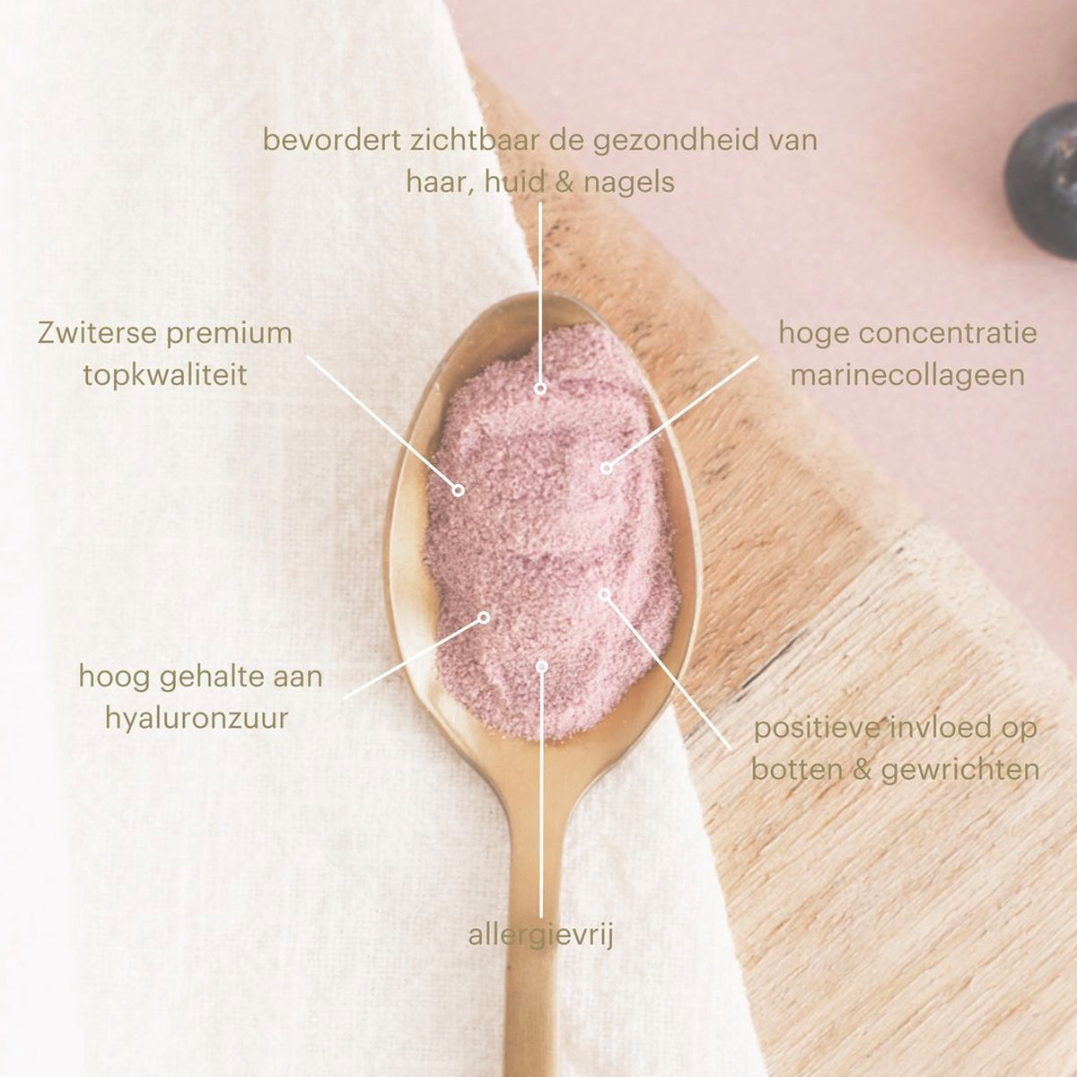 DQADirect Beauty Booster – marien collageensupplement met hyaluronzuur, Q10 en vitamine C voor een stevige, stralende huid.