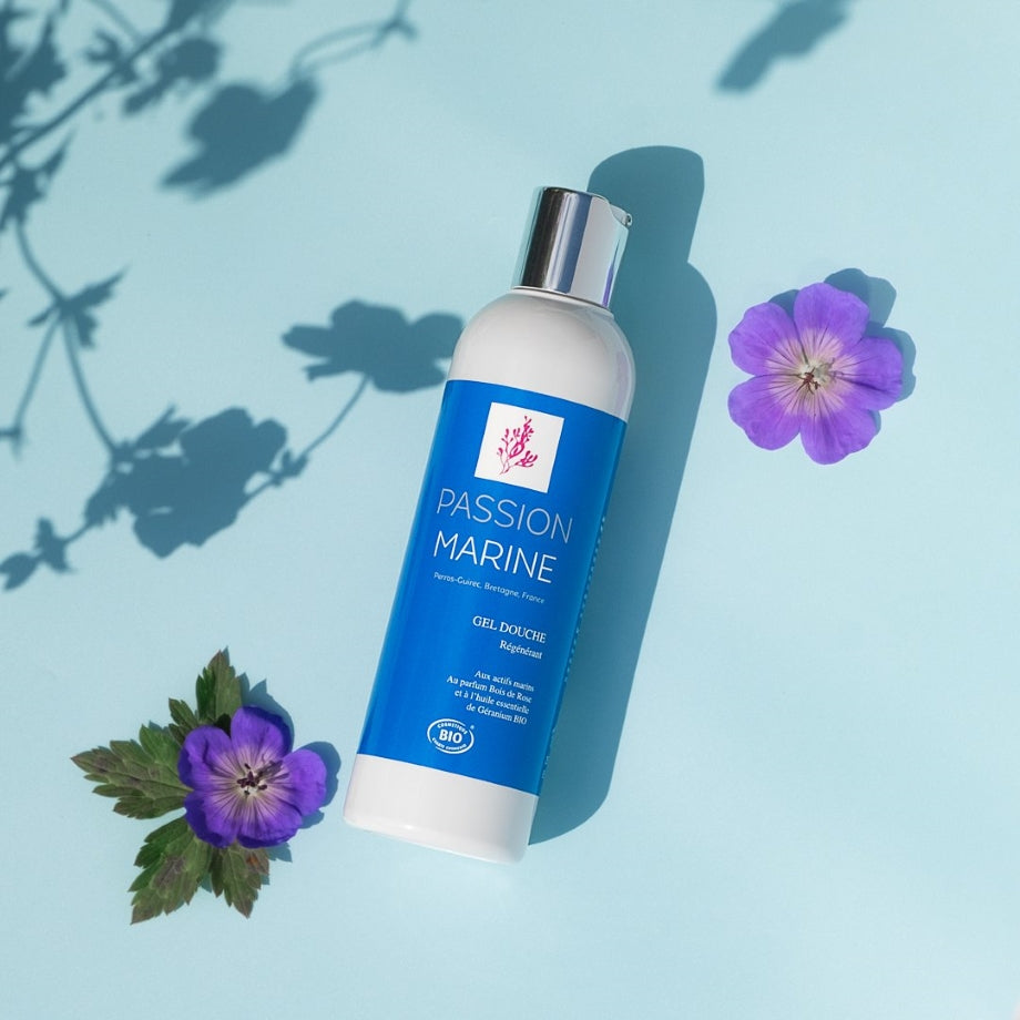 Gel douche regenererend met geranium en palissander – Passion Marine