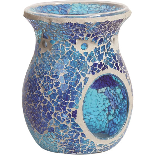Blauwe mozaïek waxbrander van glas – geurbrander voor waxmelts en etherische olie – Feel So Pure