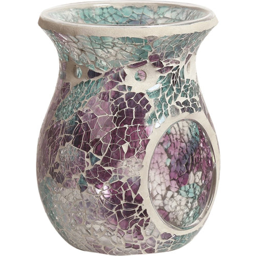 Roze turquoise mozaïek waxbrander van glas – geurbrander voor waxmelts en geurolie – Feel So Pure