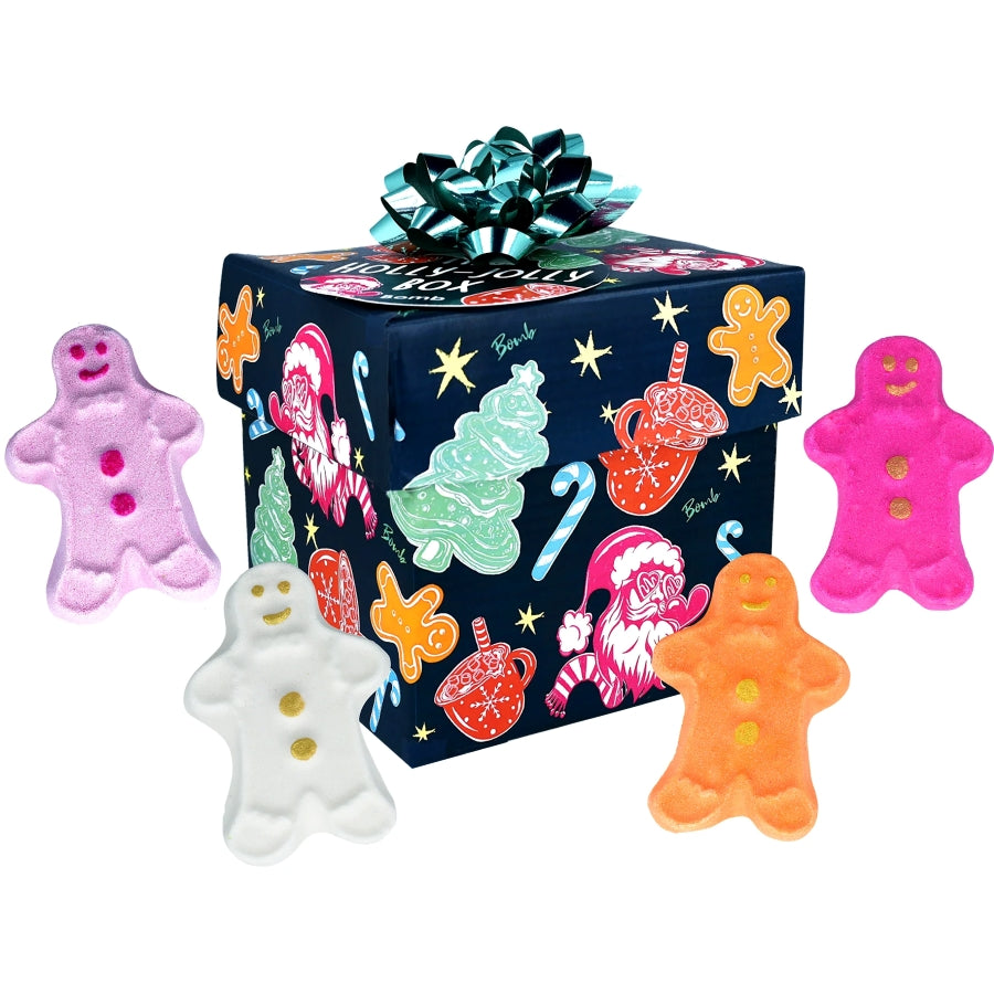 Bomb Cosmetics Holly Jolly Gift Pack kerstcadeau met 4 Spice Bath Blasters van 148 g per stuk