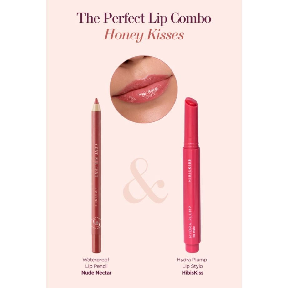Koraalroze liplook met Cent Pur Cent HibisKiss Lip Stylo en Nude Nectar Lip Pencil