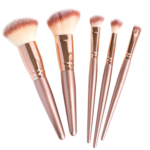 Vijf roségouden make-up kwasten – Blender, Blush en Powder Brush van Cent Pur Cent