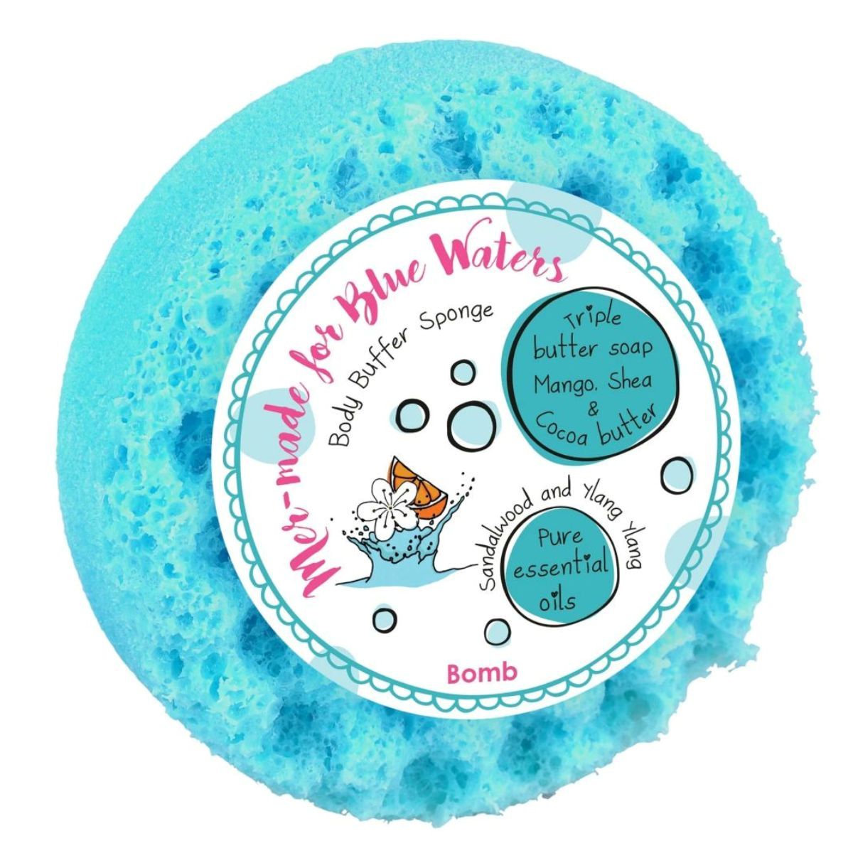 Mer-made for Blue Water Body Buffer – exfoliërende spons met ylang ylang en sandelhout