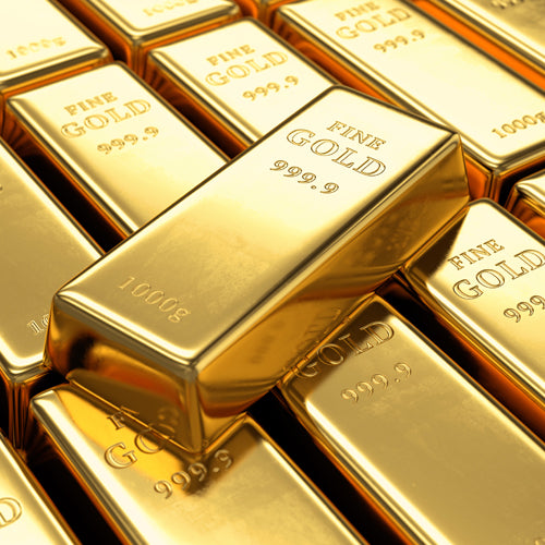 Miljoen Mannen Waxmelt – geurblokje van sojawas met mannelijke mix van citrus, kruiden, leder en hout. Foto van goudstaven als symbool voor luxe en kracht.