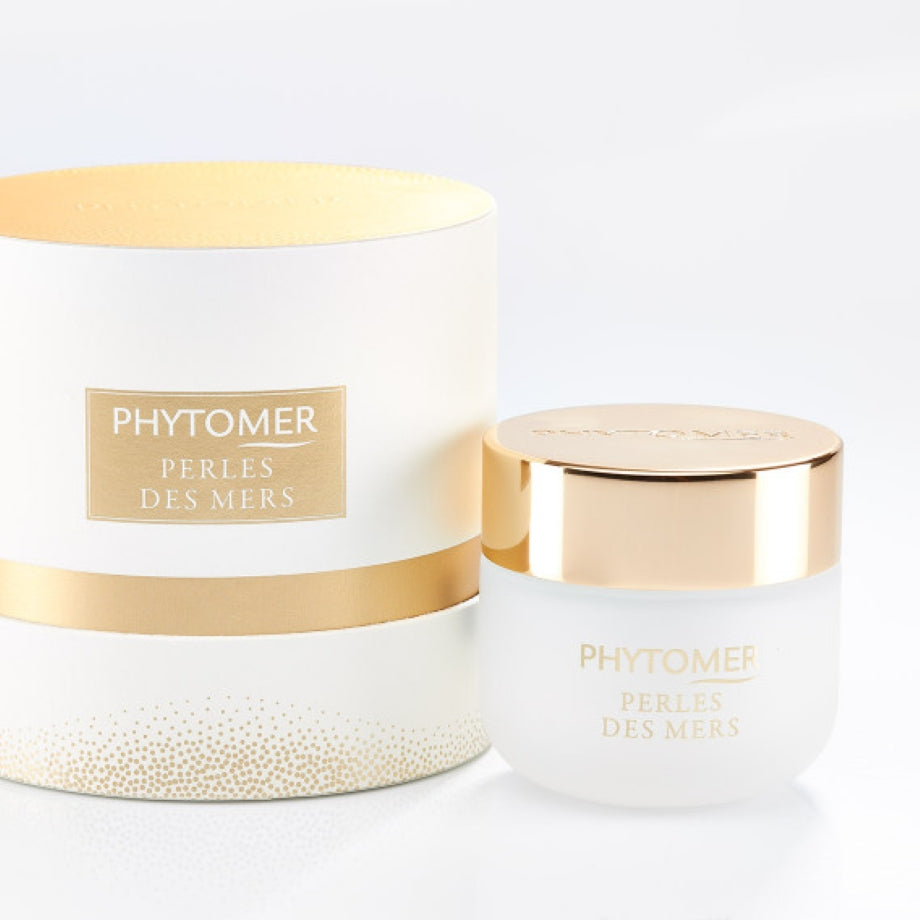 Phytomer Perles Des Mers crème met luxe giftbox en gouden details.