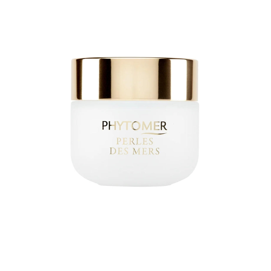 Phytomer Perles Des Mers anti-aging crème in luxe glazen pot met gouden deksel.