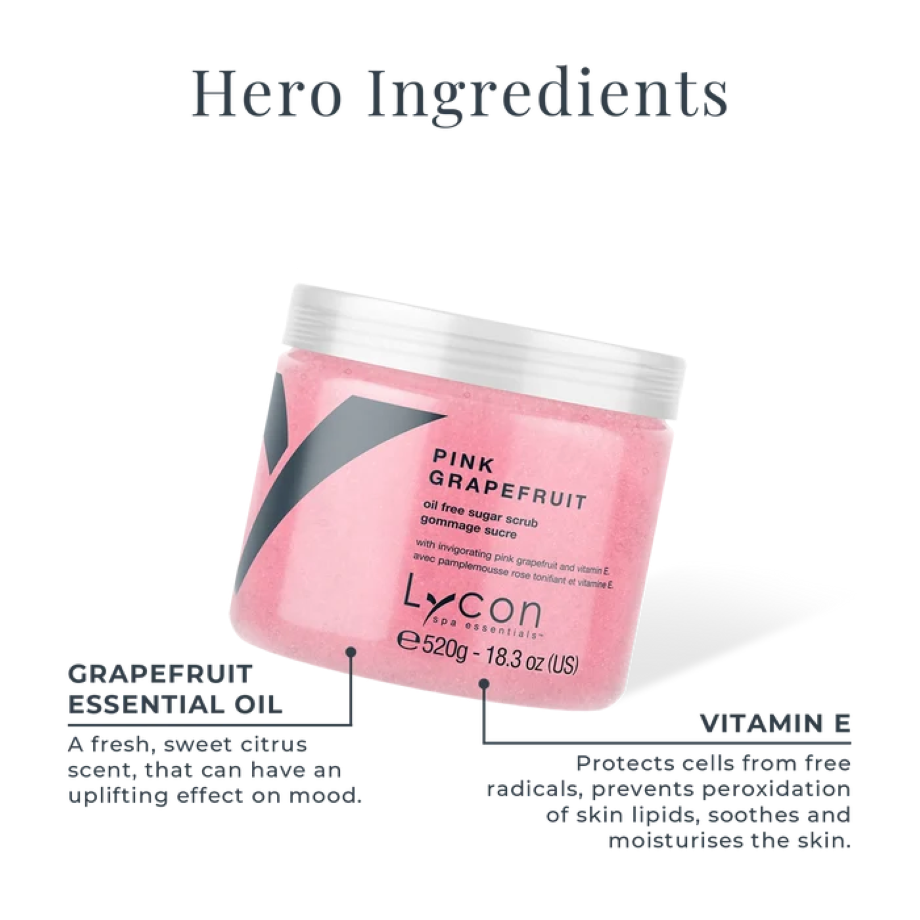 Lycon Pink Grapefruit Sugar Scrub met essentiële grapefruitolie en vitamine E