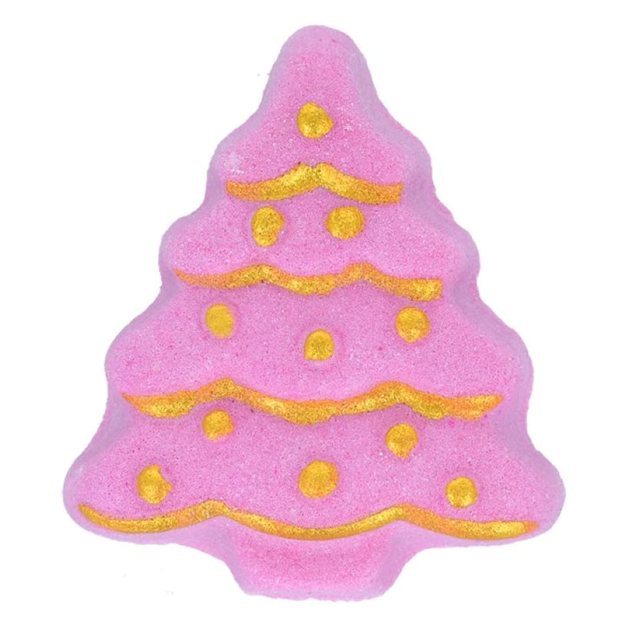 Pink Wonderland (roze): Roze kerstboom Bath Blaster met gouden details – Bomb Cosmetics Pink Wonderland