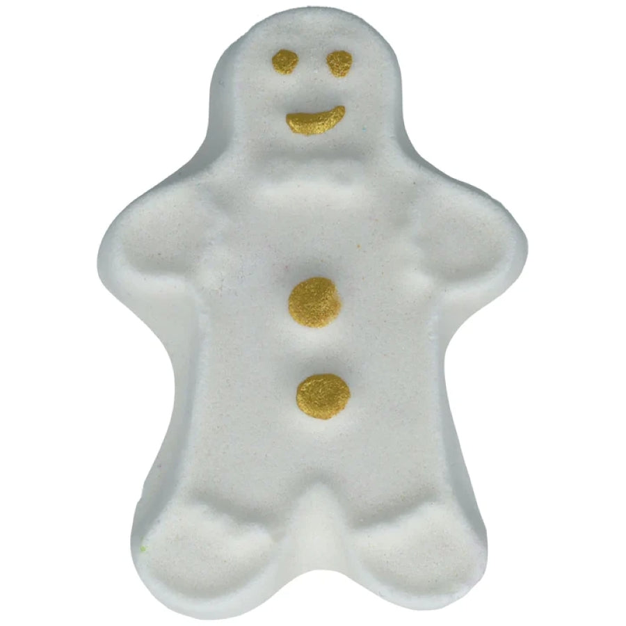 Bomb Cosmetics Posh Spice Bath Blaster – wit gingerbread poppetje met gouden knoopjes