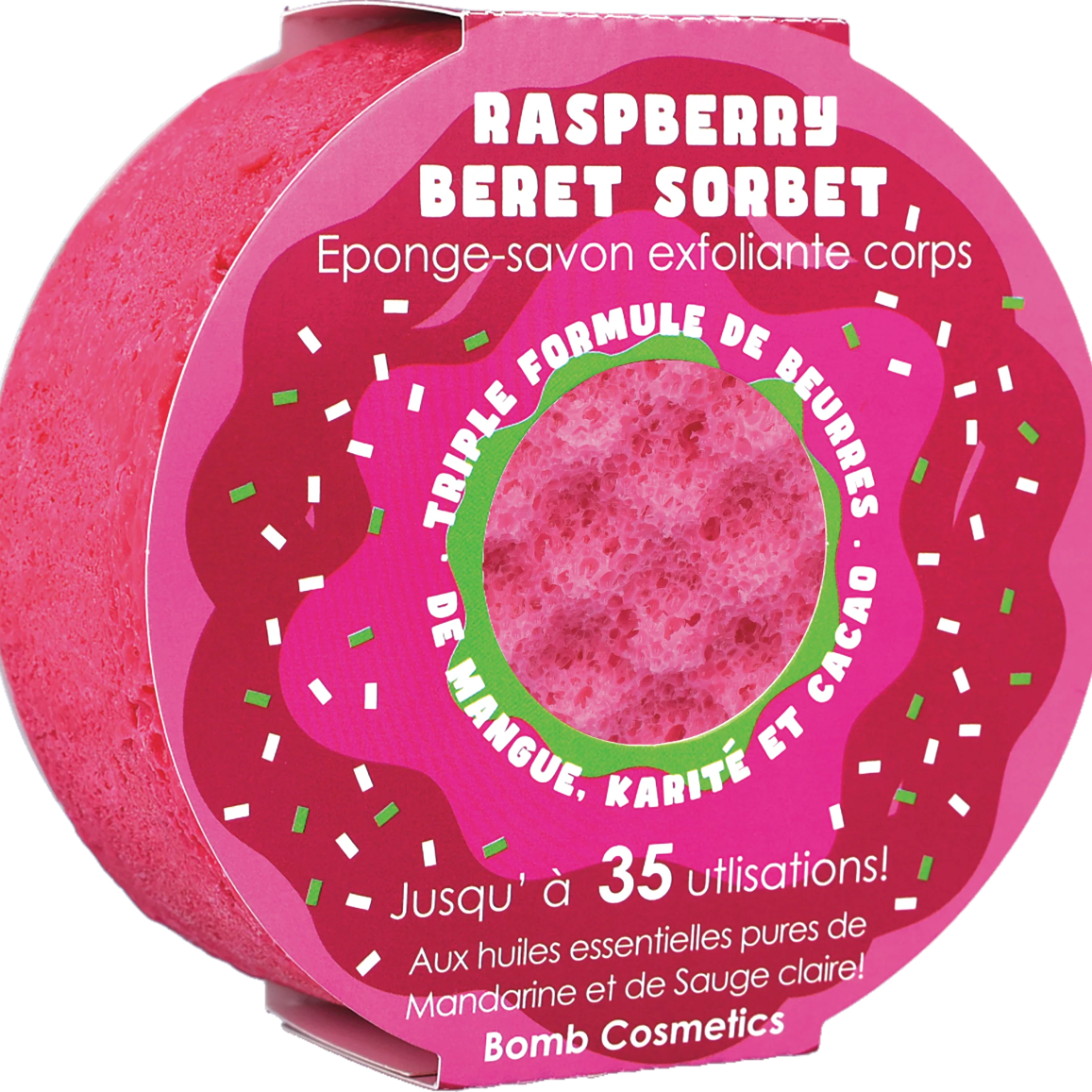 Bomb Cosmetics Raspberry Body Buffer – scrubspons met frambozengeur