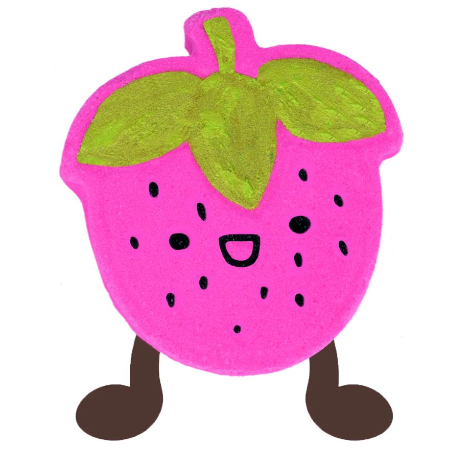 Bomb Cosmetics Sammy the Strawberry Fizzy Rascal Bath Bomb met roze uitstraling en aardbeienthema