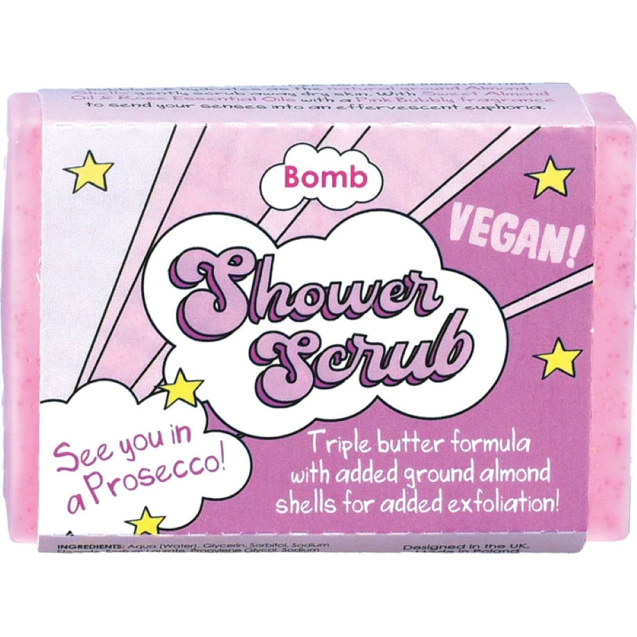 Bomb Cosmetics See You In A Prosecco Solid Shower Scrub – milde exfoliërende scrub bar met amandel en drie boters