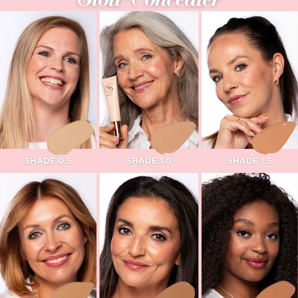 Zes modellen met verschillende huidtinten dragen de Cent Pur Cent Holy Glowy Concealer voor een natuurlijke, stralende look.