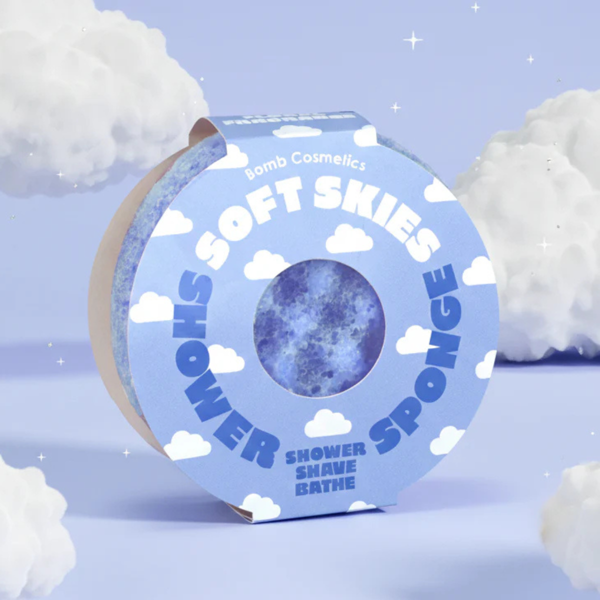 Bomb Cosmetics Soft Skies Body Buffer blauwe scrub spons