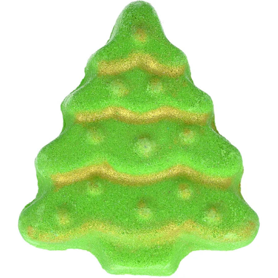 Tinsel Town (groen): Groene kerstboom Bath Blaster met gouden shimmer – Bomb Cosmetics Tinsel Town
