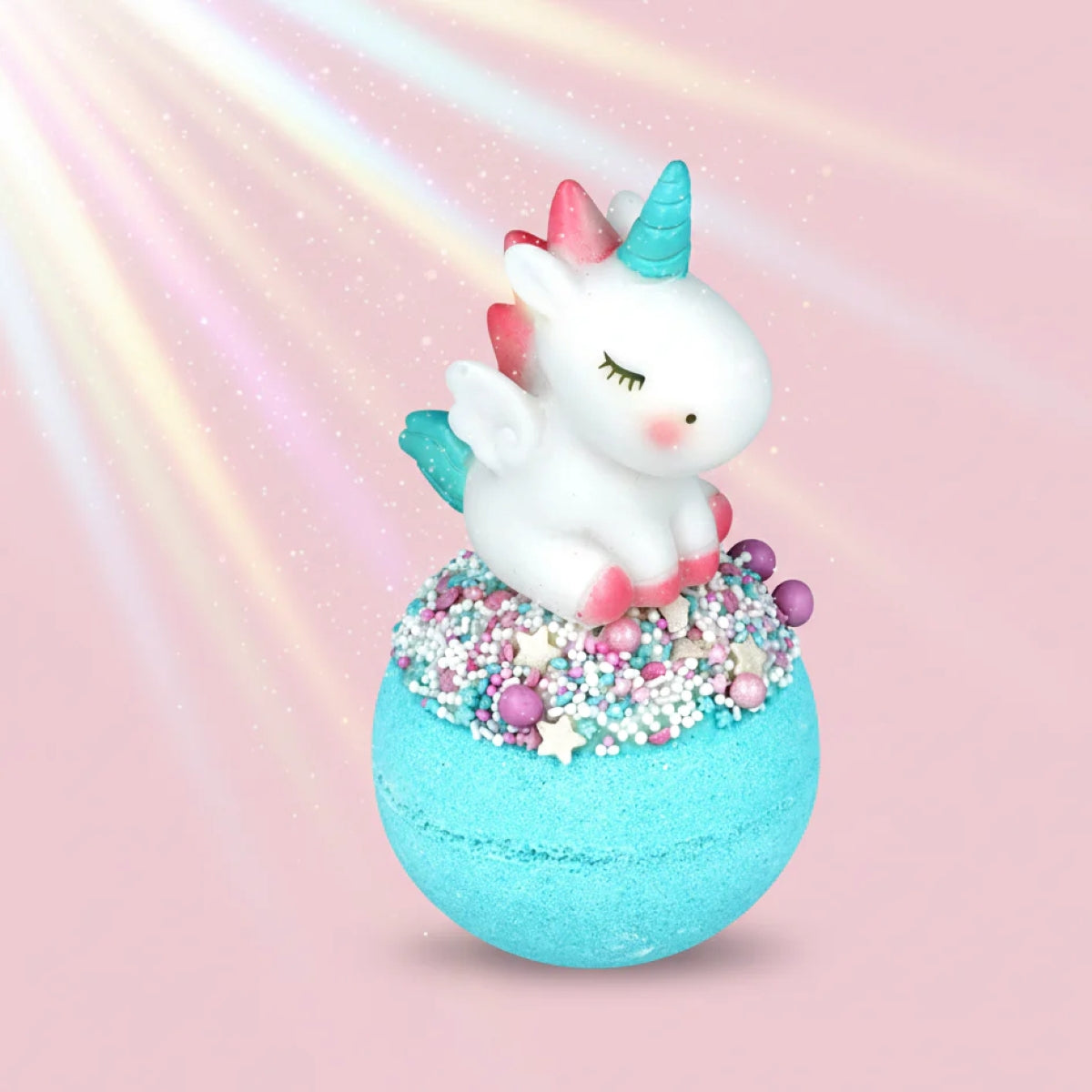 Bomb Cosmetics Unicorn Stardust Bath Blaster met unicorn-speeltje bovenop