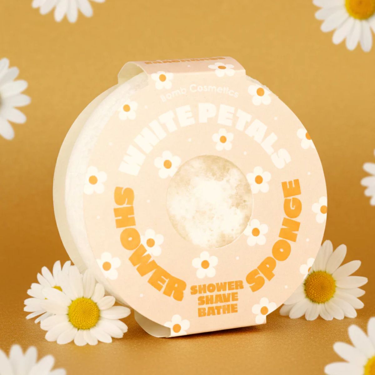 White Petals Body Buffer van Bomb Cosmetics met bloemig design