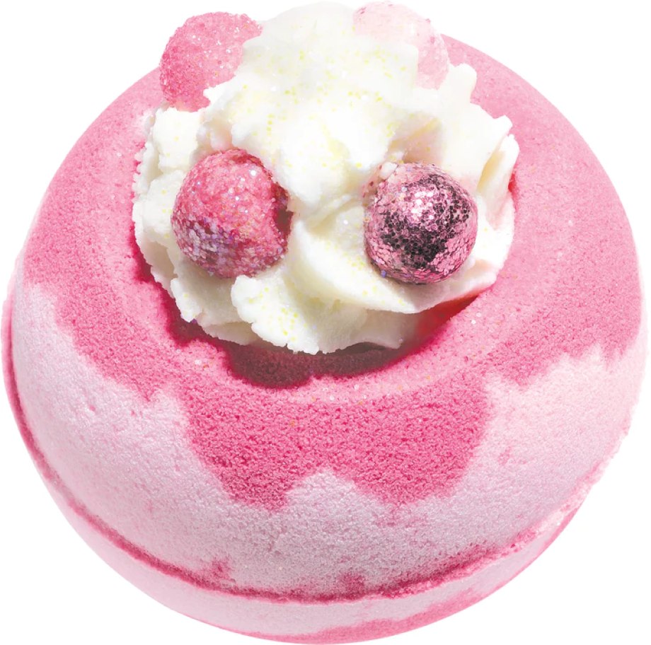 All That Glitters Bath Blaster – roze bruisbal met kersen-topping en swirl van cacaoboter en sheaboter