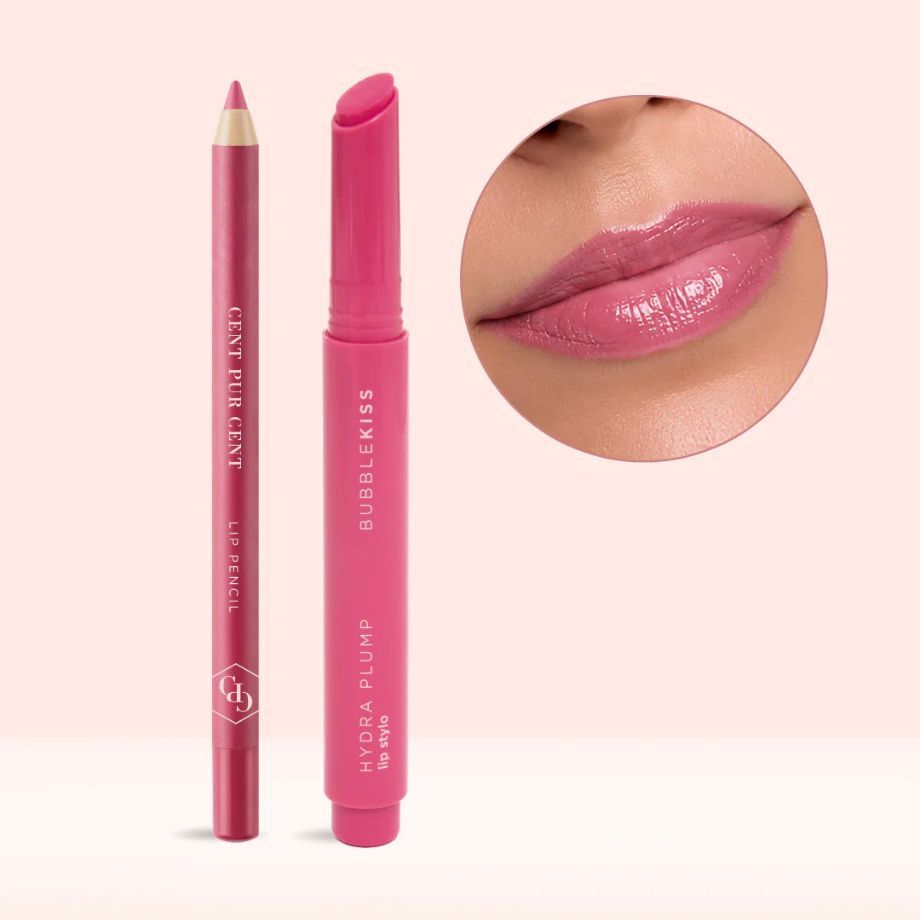 Pink Me Up lipcombinatie met Waterproof Lip Pencil Nude Hot Pink en Hydra Plump Lip Stylo BubbleKiss