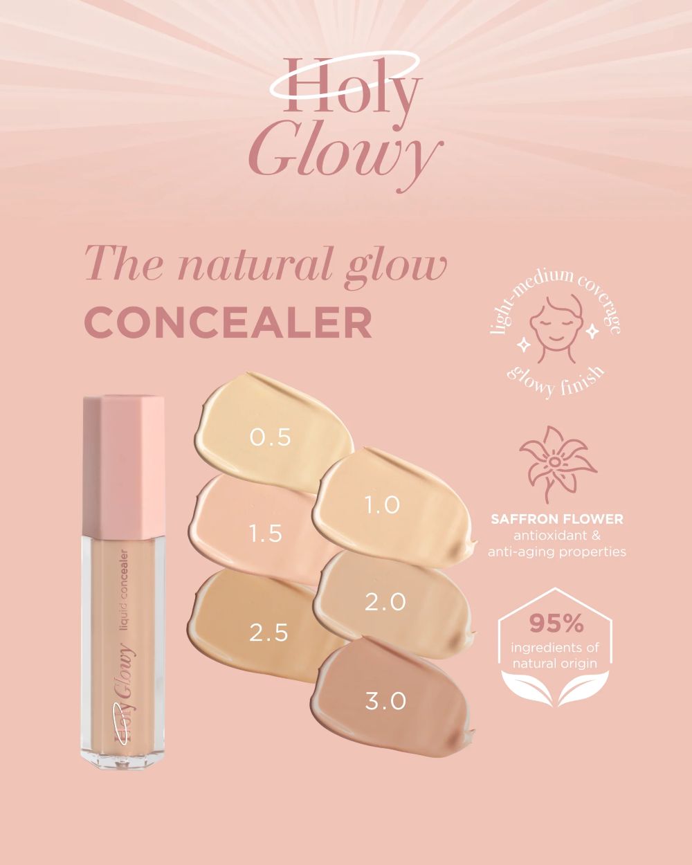 Cent Pur Cent Holy Glowy Concealer in meerdere tinten – verzorgend, verhelderend en hydraterend.