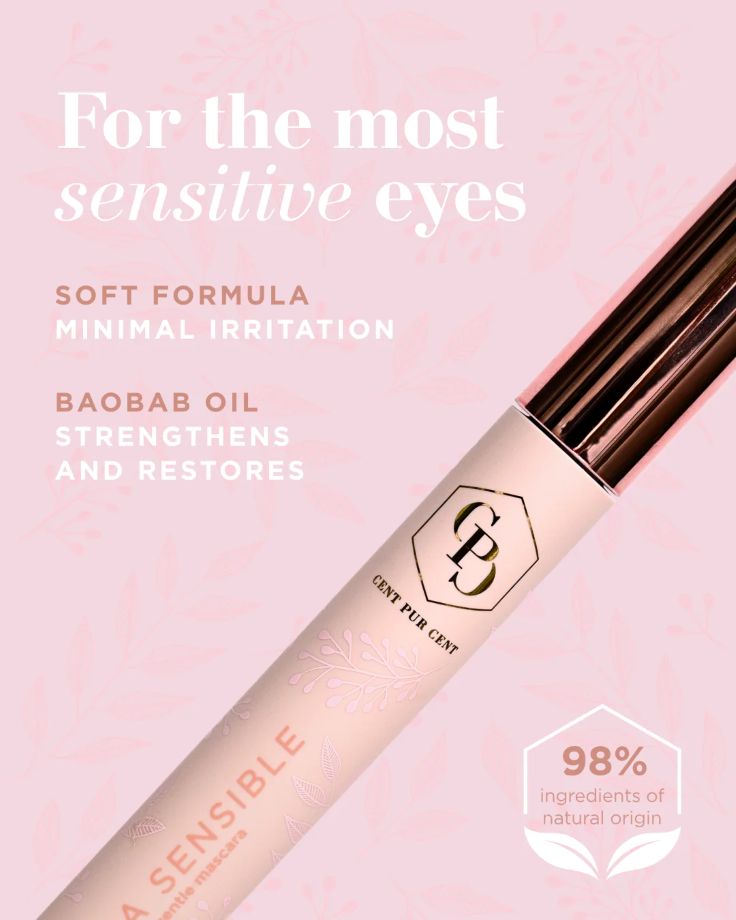Cent Pur Cent La Sensible Mascara Noir met castorolie en baobabolie voor verzorgde wimpers