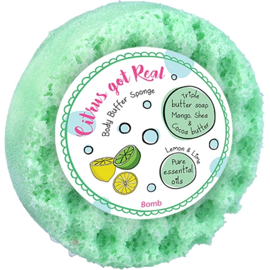 Citrus Got Real Body Buffer Sponge van Bomb Cosmetics – groene citrus scrub spons