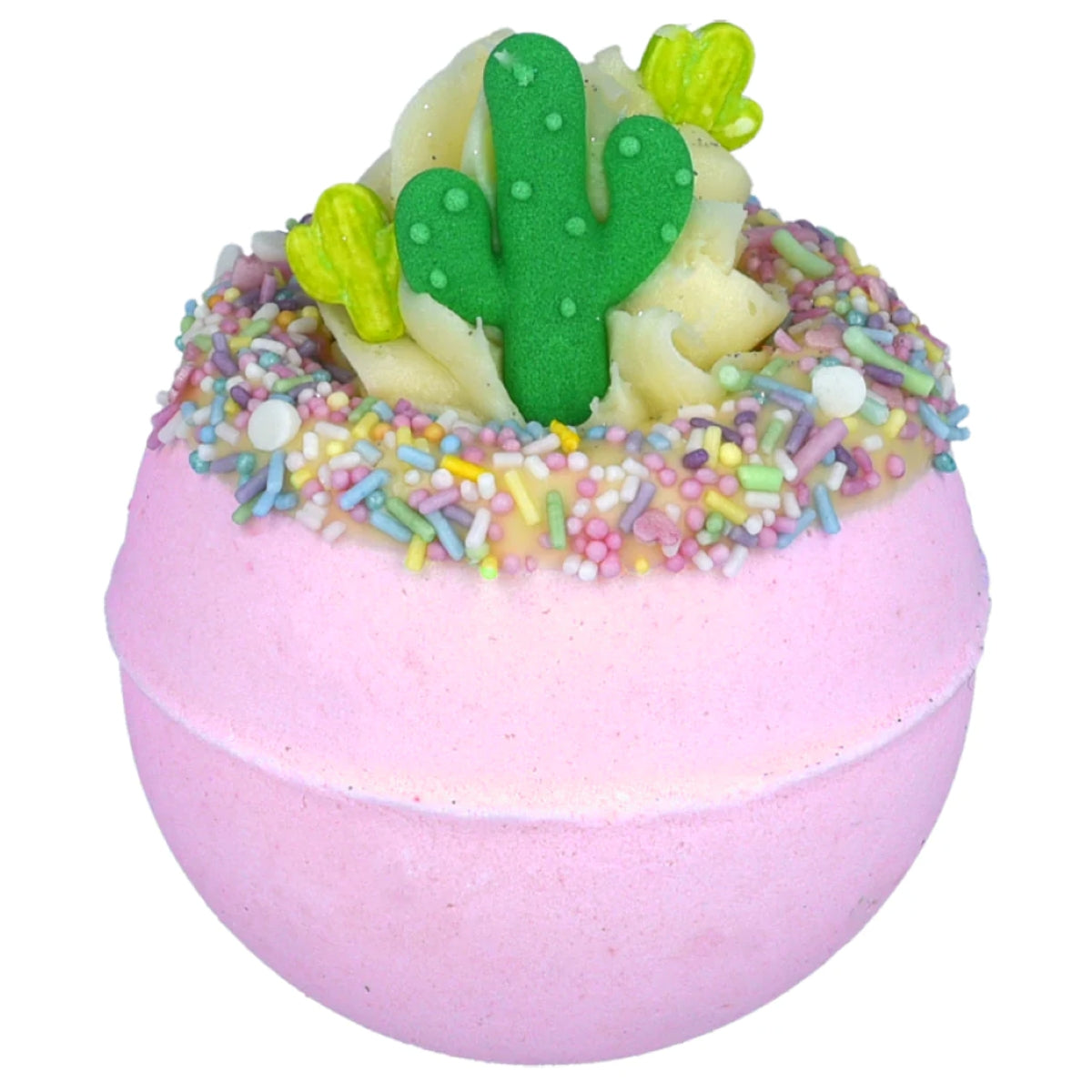 Desert Rose Bath Blaster van Bomb Cosmetics – roze bruisbal met cactusdecoratie