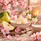 Cherry Blossom & Rice Milk waxmelt met kersenbloesem, peer en rijstmelk in zachte wellness sfeer