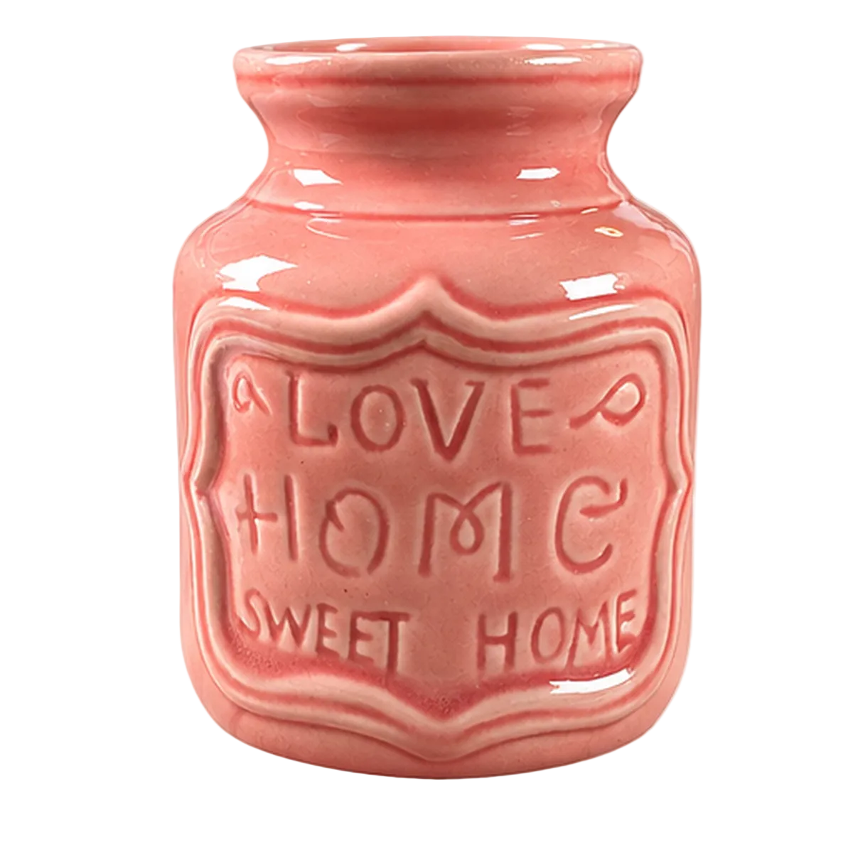 Keramische Home Sweet Home wax brander in zachtroze kleur met decoratief reliëf en schaaltje voor waxmelts en geurolie.