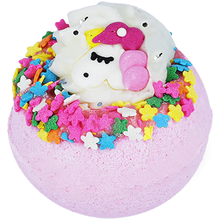 Bomb Cosmetics Unicorn Bath Blaster roze badbruiser met glitters en decoratie