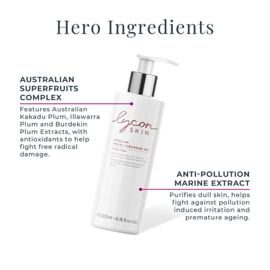 Lycon Skin Micellar Facial Cleansing Gel ingrediënten EXO-P en antioxidanten