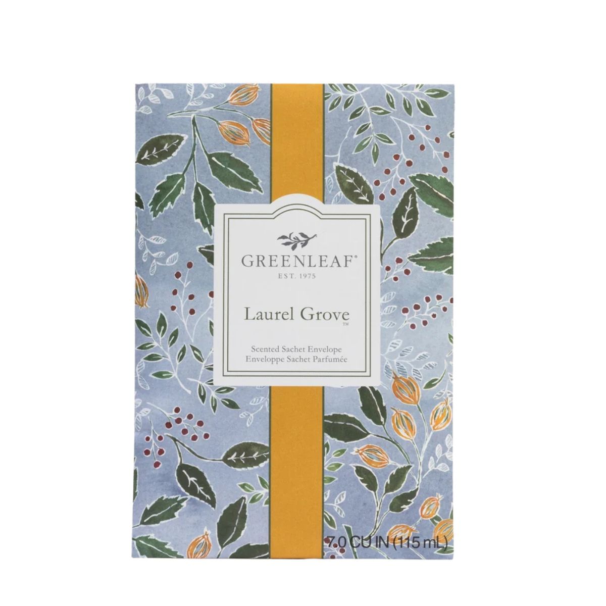 Greenleaf Laurel Grove geurzakje met botanisch dessin in blauw en groen