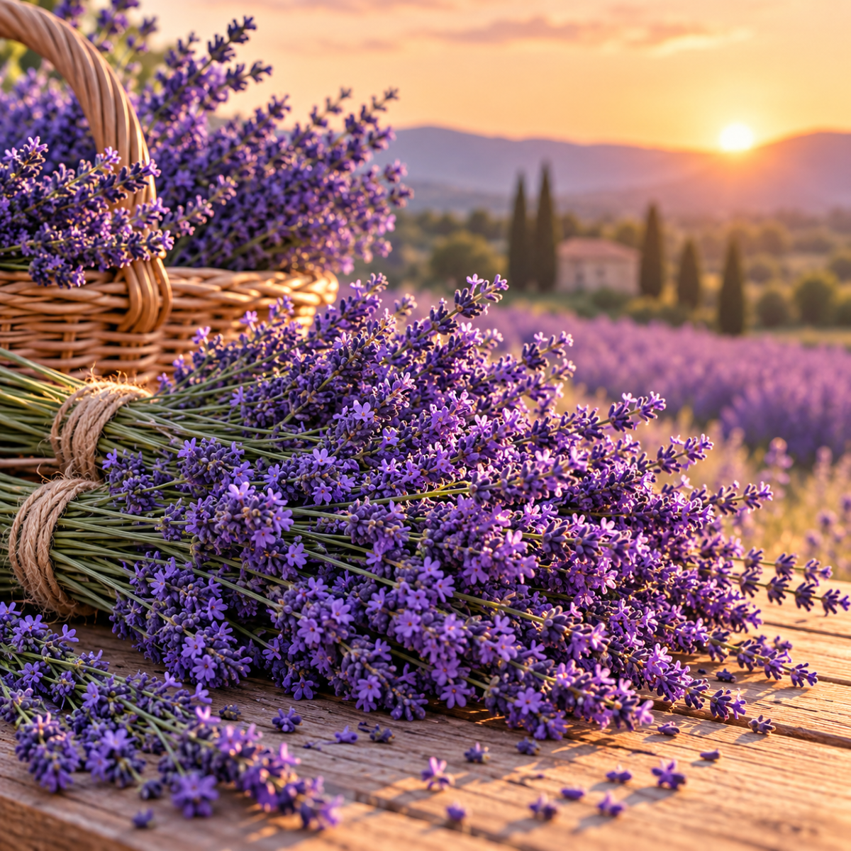 Lavendel Waxmelt – verse lavendel in Provençaalse sfeer bij zonsondergang