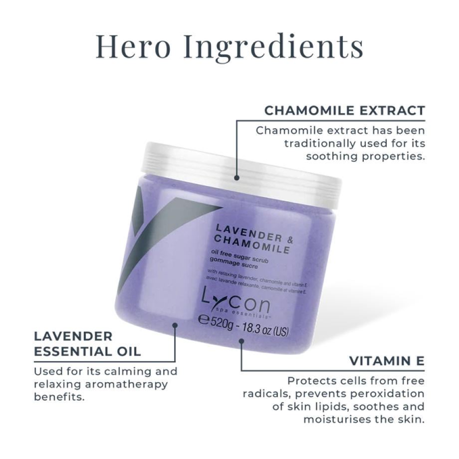 Lycon Lavender & Chamomile Sugar Scrub met kamille, lavendelolie en vitamine E
