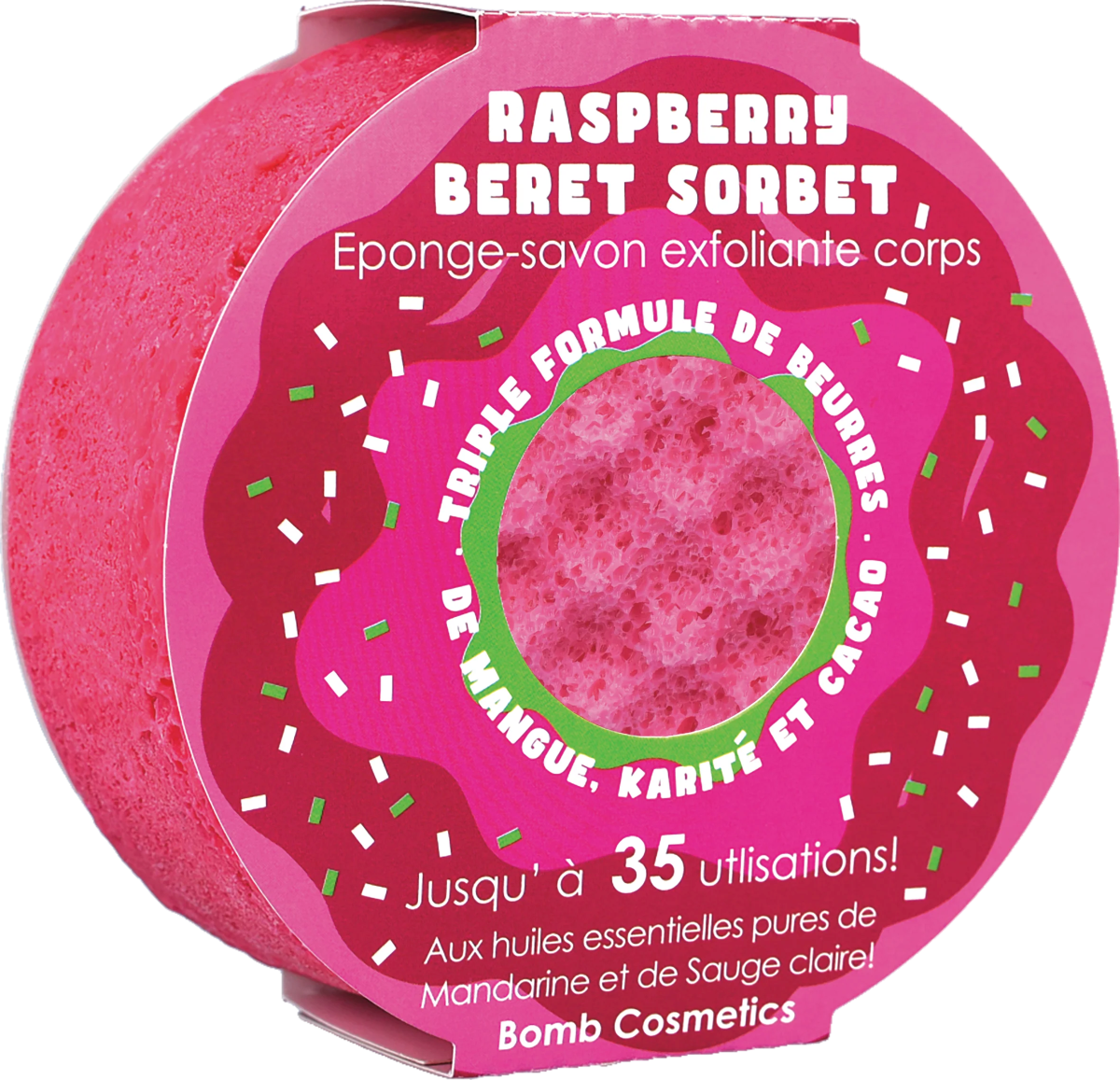 Bomb Cosmetics Raspberry Body Buffer – scrubspons met frambozengeur 