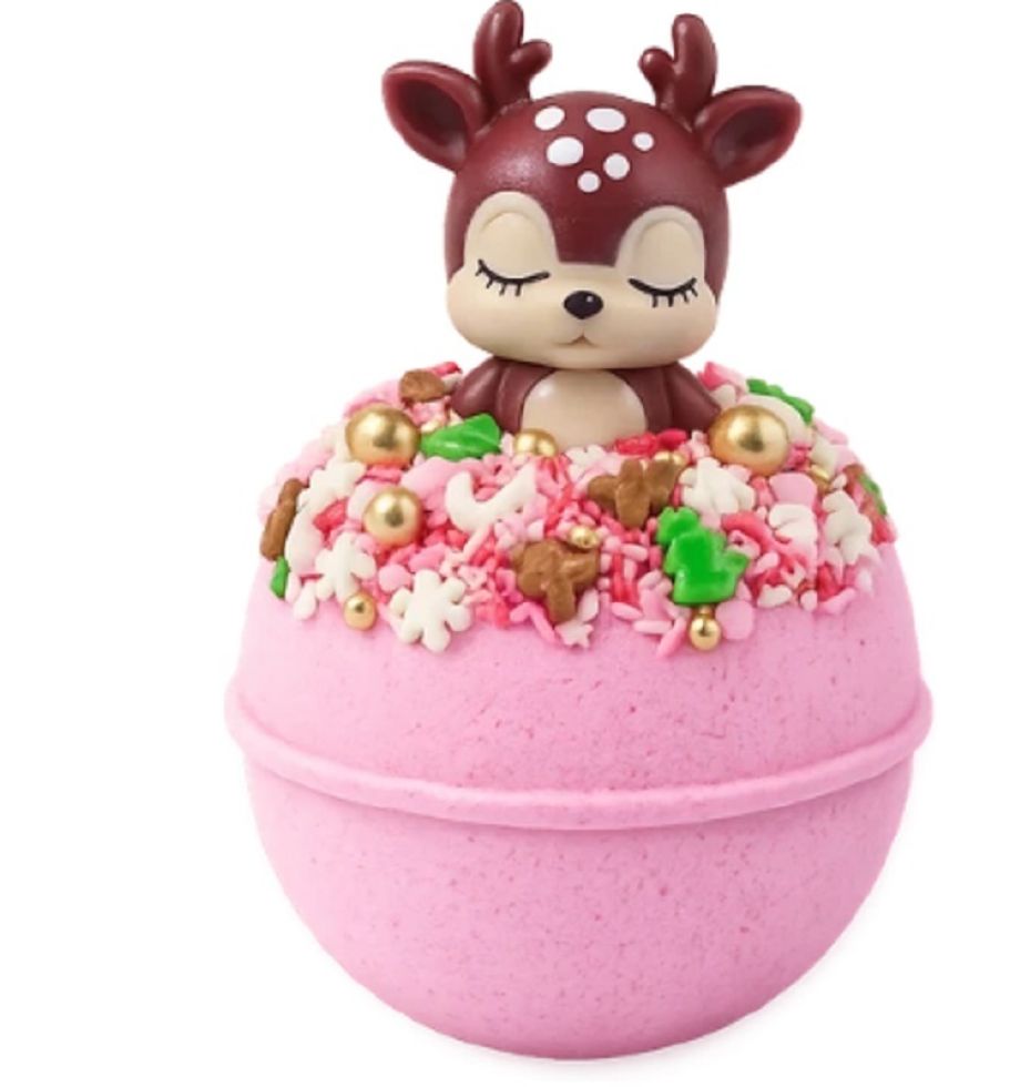 Ruby Reindeer Bath Blaster van Bomb Cosmetics – roze kerst bruisbal met rendier