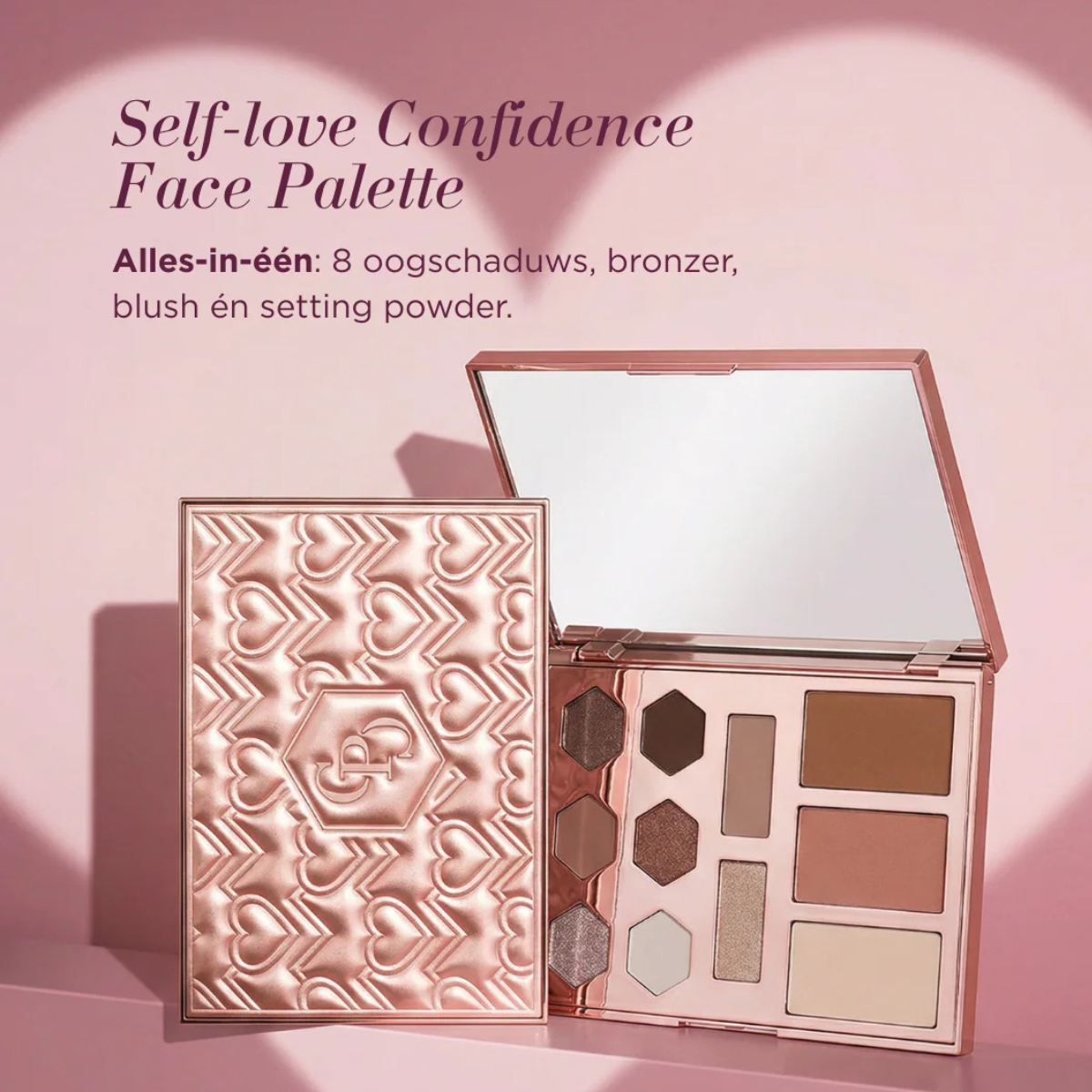 Luxe roze Cent Pur Cent Self-Love Confidence make-uppalette met elegant reliëfdesign uit de Self-Love collectie.