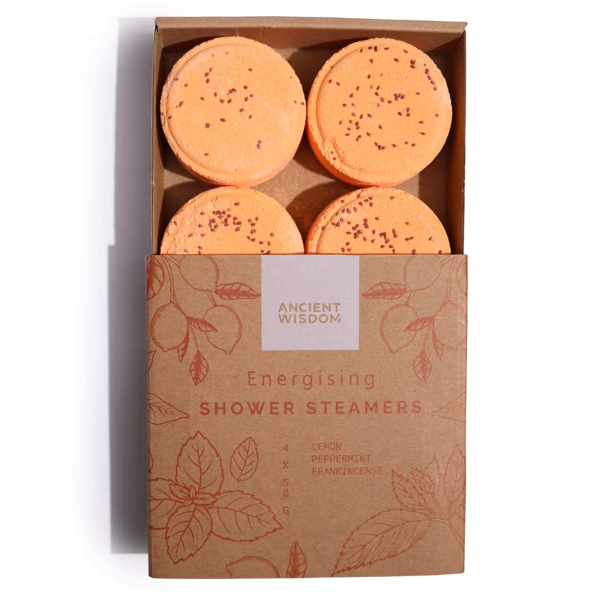 Ancient Wisdom Energising Shower Steamers Orange in verpakking