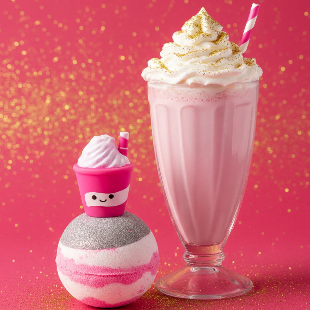 Bomb Cosmetics Sip Me Baby One More Time Bath Blaster met milkshake-speeltje bovenop