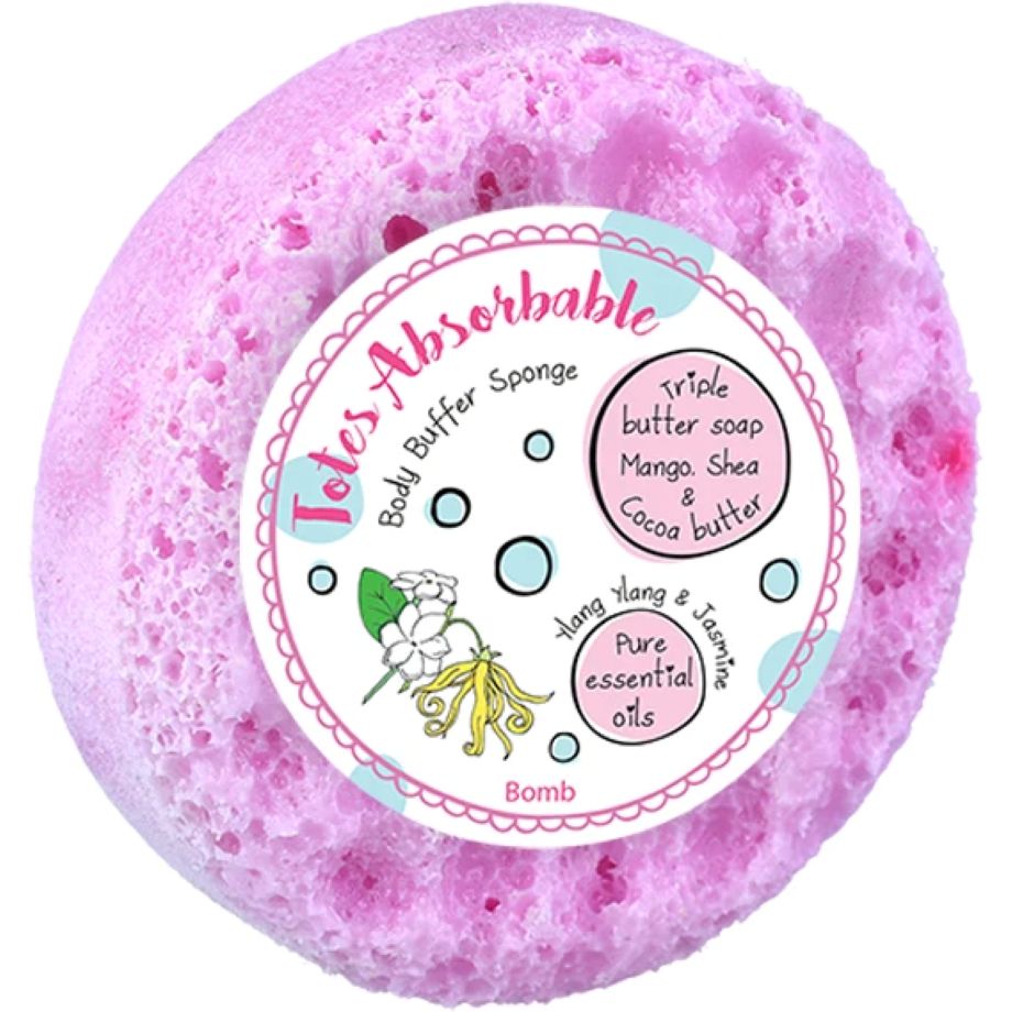 otes Absorbable Body Buffer Sponge van Bomb Cosmetics – roze scrub spons